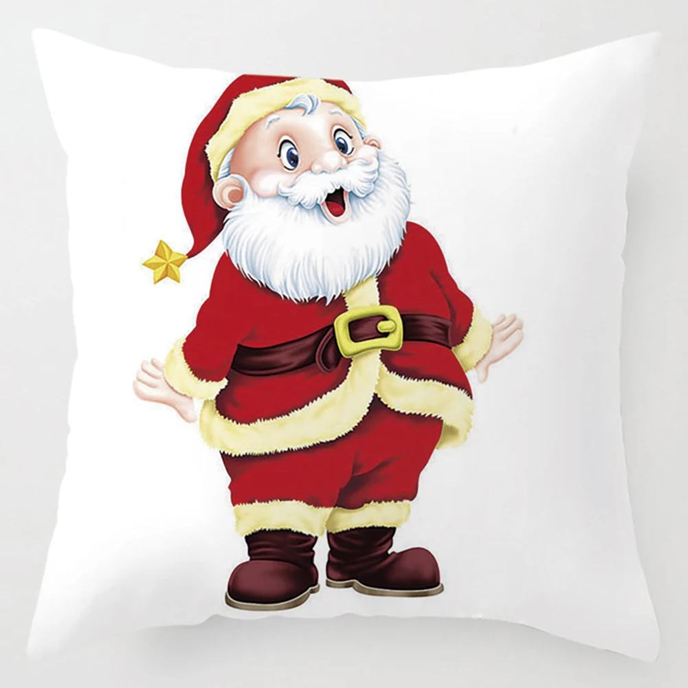 

Merry Christmas Santa Claus Elk Christmas Tree Pillow Cover Decorative Pillow Cover Mat Christmas Sofa Bed Home Decoration