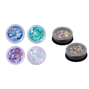 

2Pcs Nail Jewelry & 4Pcs Nail Powder : Nail Jewelry Colorful Mixed Acrylic Tip (Magic Color, Light Pink Purple 1 Each) 2.0G Nail