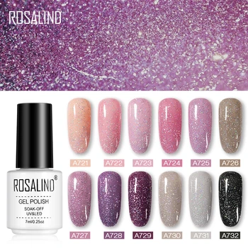 

ROSALIND 7ml Glitter Neon Sequins Gel Nail Polish Semi Permanant UV Lamp Varnish All For Manicure Nail Art Design Top And Base