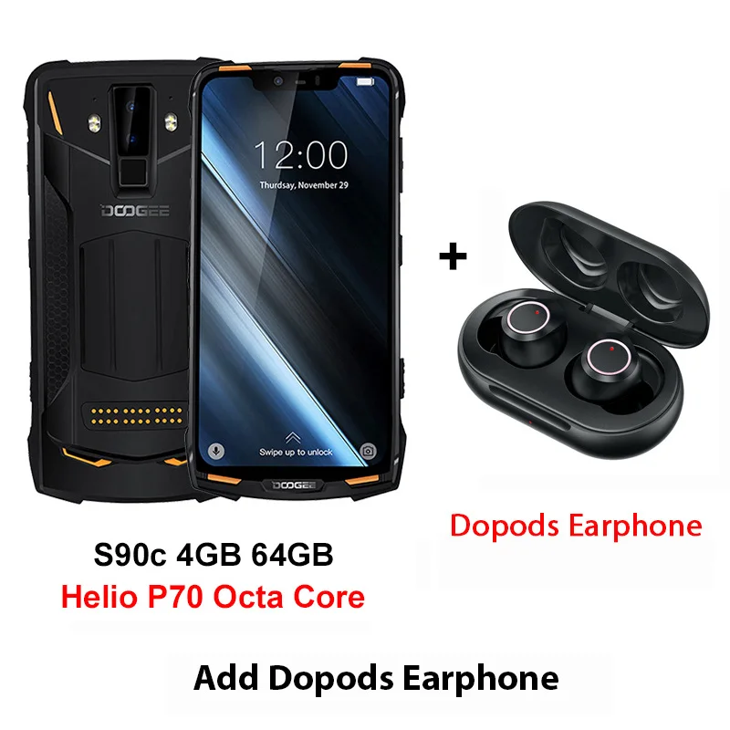DOOGEE S90C модульный смартфон Helio P70 Восьмиядерный NFC 6,18 FHD+ дисплей IP68/IP69K 4 Гб 64 Гб 16 МП камера 4G мобильный телефон - Цвет: Add Dopods