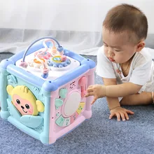 Многофункциональный Музыкальный барабан развивающий куб форма блоки сортировщик развивающие детские игрушки для детей раннего обучения муическая клавиатура