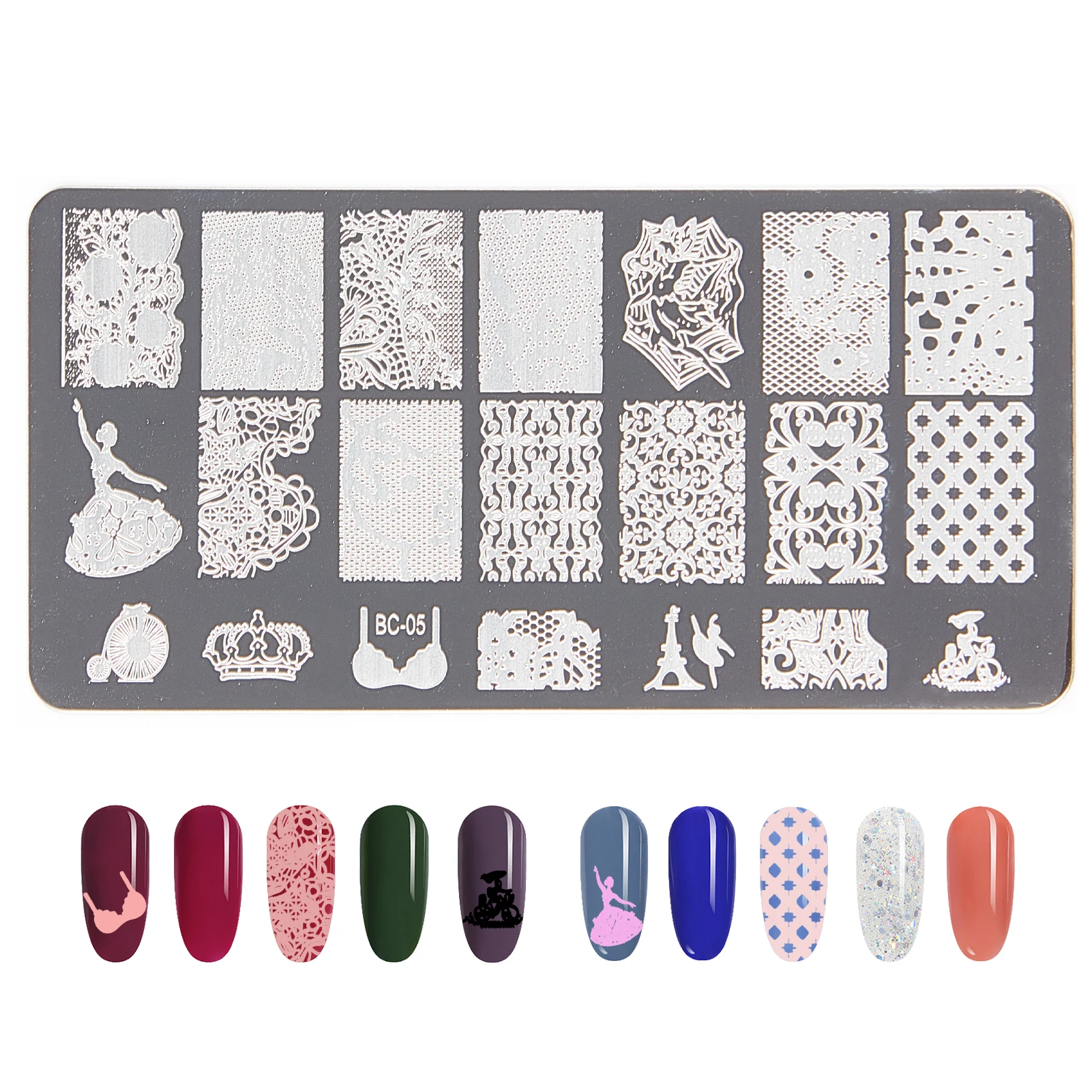 

Retro Lace Nail Stamping Plates Line Pictures Nail Art Plate Stainless Steel Design Stamp Template for Printing Stencil Tools
