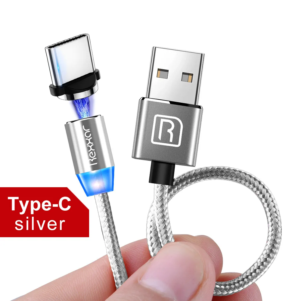 Silver Type C Kit Магнитный usb-кабель для быстрой зарядки, кабель USB type C, Магнитный зарядный кабель Micro usb, кабель для мобильного телефона, usb-шнур для iphone, samsung - Цвет: Silver Type C Kit