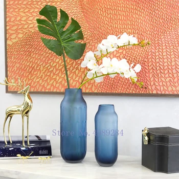 

Creative glass vase Transparent Decorative ornaments Flower arrangement Hydroponics Modern living room decoration blue wedding