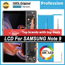 100% original 6.4 display display display com moldura para samsung galaxy note 9 note9 n960f lcd touch screen peças de reparo + serviço pacote