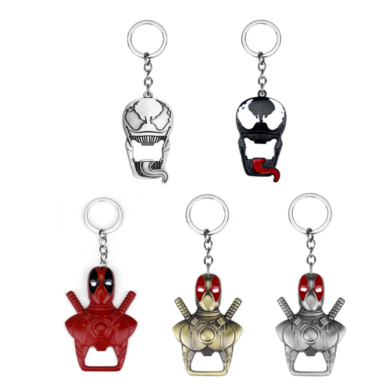 

Anime Fan Key Pendant Beer Bottle Opener Keyring Gift Accessories Superhero Deadpool Metal Model Keychain Beer Bottle Opener