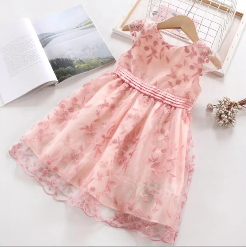 Платья принцессы для девочек детское праздничное платье детское платье с вышитыми цветами Милая одежда для малышей