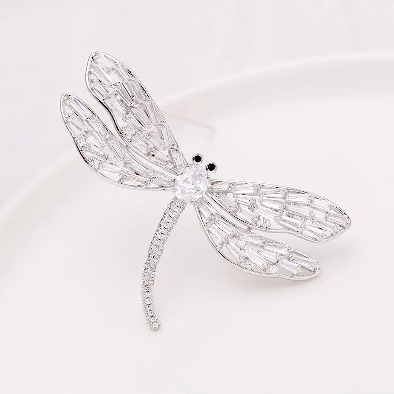 Новая популярная розовая брошь в виде стрекозы, Женская Т-образная циркониевая брошь с кристаллами, индивидуальная брошь в виде насекомых, пряжка на шарф, булавка LY05332