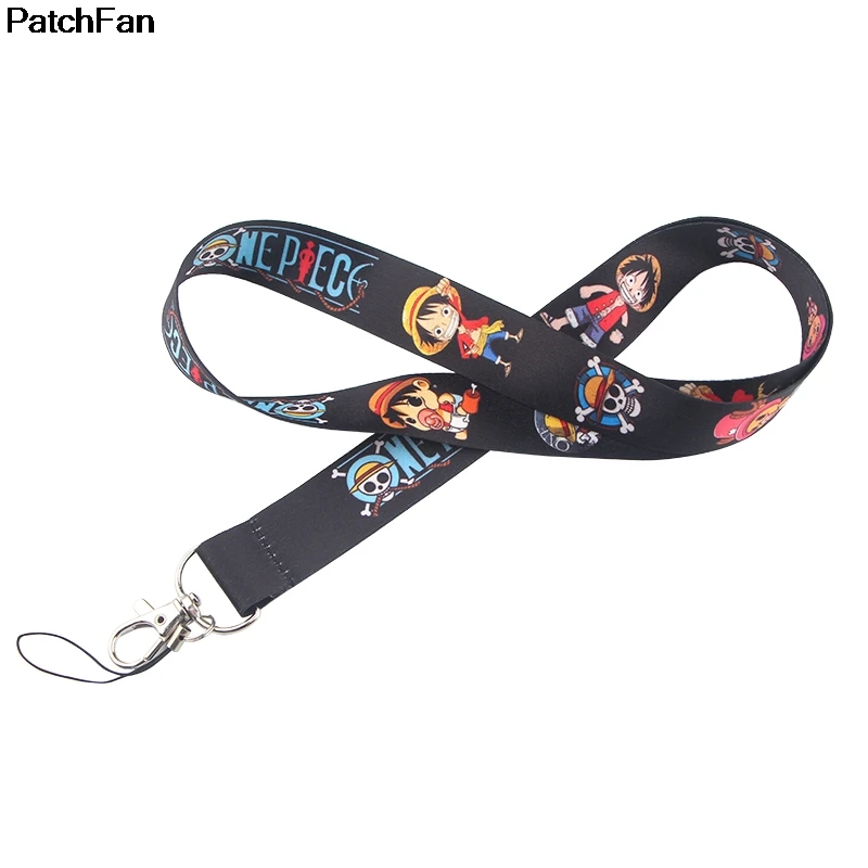 A2543 Patchfan аниме одна деталь тег панк ремень черный шеи ремешки для безопасности отрыва для мобильного телефона USB ID бейдж держатель ключ