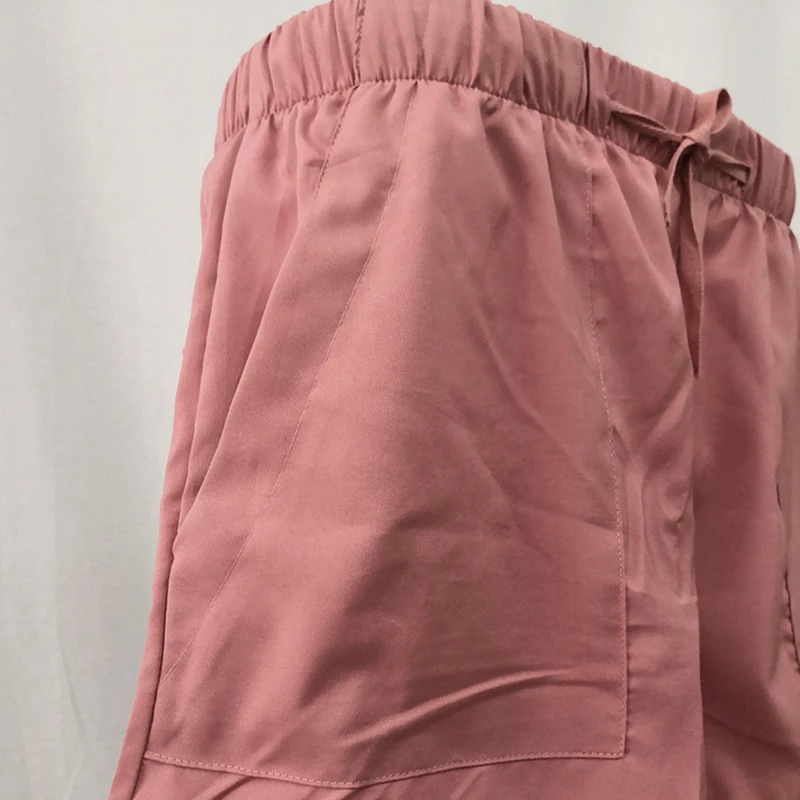 Summer Loose Short Pants Women Clothing Shorts Plus Size High Waist Lace-up Bottom Outdoor Wear Black Pink Lady Pockets Shorts