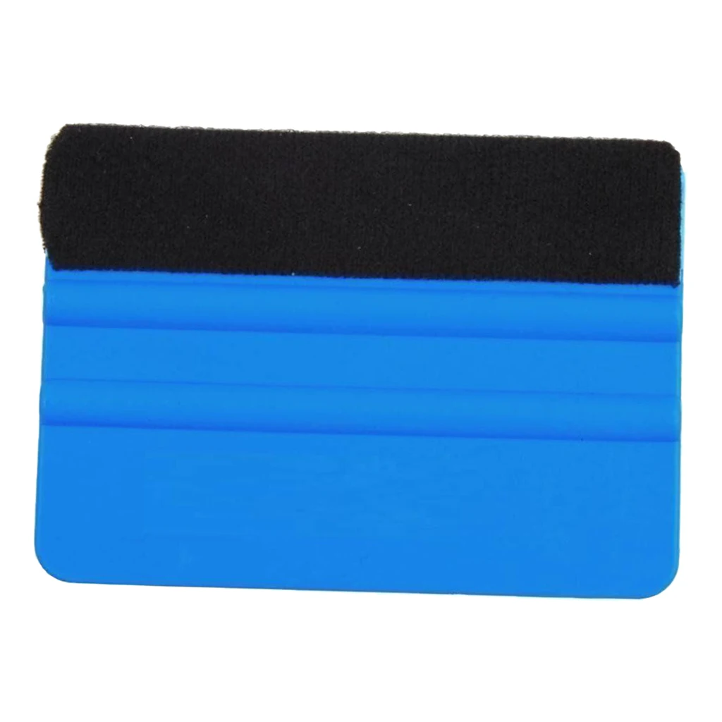 Black Felt Edge Blue Squeegee Car Vinyl Scraper Decal Sticker Applicator Tool