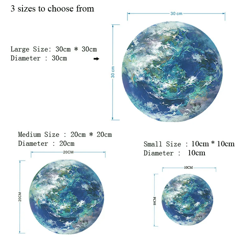 Luminous 3D Earth Glow-in-the-Dark Wall Sticker for Kids' Room and Home Decor
