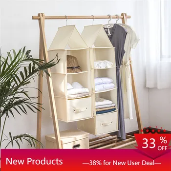 

Hanging Storage Drawer Shelves Cotton and Linen Foldable Closet Dorm Organizer Box Shoes Clothes for Bedroom Holder Hangers