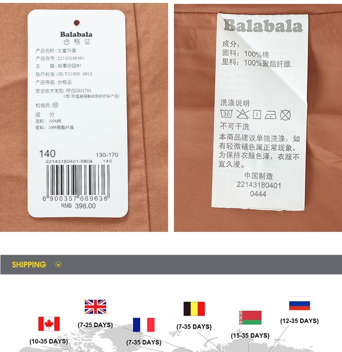 Balabala/модные куртки для девочек; сезон осень; Детский Повседневный милый плащ; Верхняя одежда; От 2 до 8 лет; ветровка; детские пальто
