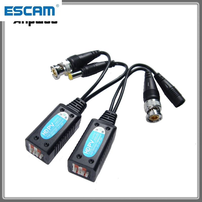 Cat5 CCTV UTP Видео балун витой BNC пассивные трансиверы для 2MP 3MP 4MP HD CVI/AHD/TVI IPC ESCAM 500PH 200M