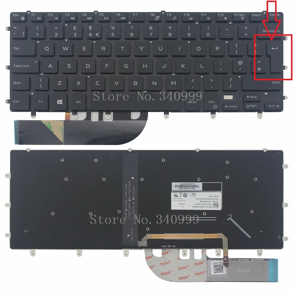Reino Unido para Dell Precision 5510 M5510 5520 5530 5540 Substituição Teclado do Portátil Blackit Preto sem Moldura Novo - Imagem 6