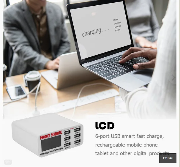 LCD 6口USB智能快充3