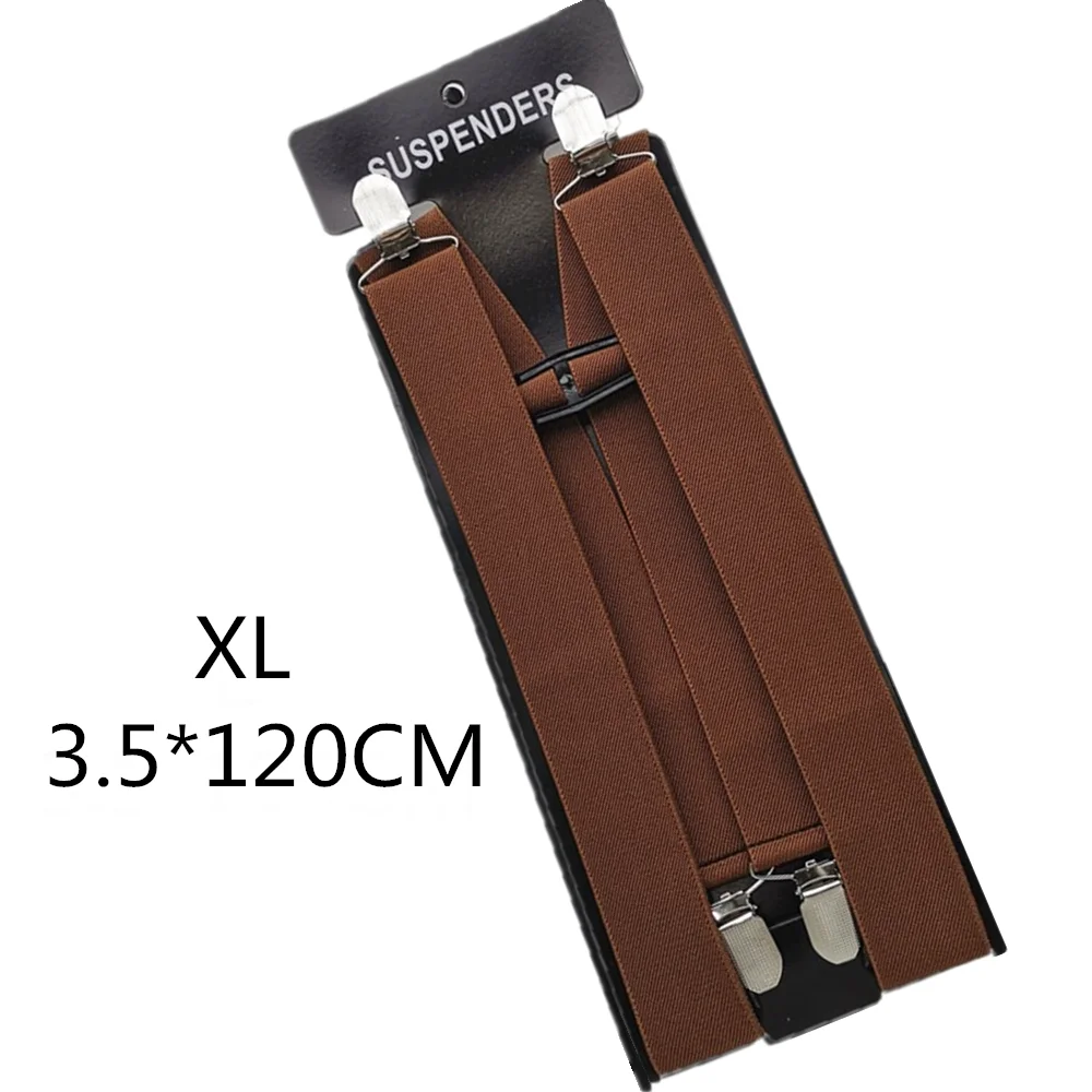 Brown-120cm Дизайн, одноцветные подтяжки унисекс для взрослых, подтяжки для мужчин, 3 размера плюс, женские подтяжки, регулируемые эластичные детские подтяжки с h-образной спинкой - Цвет: Brown-120cm