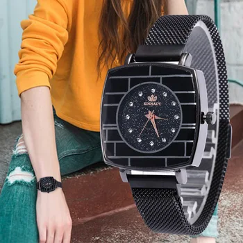 

WJ-7872 Square Women Watches Starry Sky Luxury Fashion Diamond Ladies Magnet Watch Female Quartz Wristwatch reloj mujer relogio