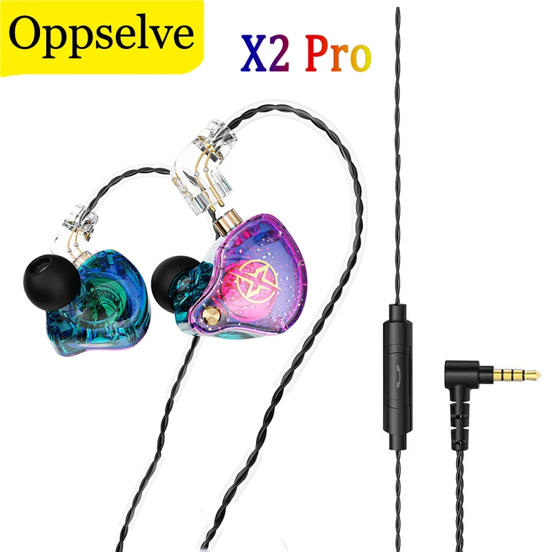 

For X2 Pro 3.5mm Jack HiFi Wired Earphone Detachable Headphones Dual Dynamic Headset Bass Stereo Music Earbuds for Xiaomi Huawei