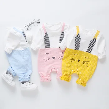 

Fall Winter Baby Girl Clothes Cotton Cute Cartoon Animal Rabbit Patchwork Long Sleeve Baby Romper Casual Baby Boy Clothes 0-12M