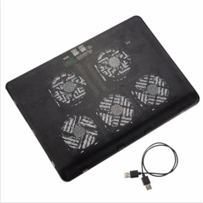 USB Portable Cooling Pads Blue LED 5 Super Cool Fans Game Notebook Cooler Pad DQ-Drop