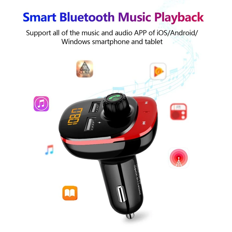 Bluetooth fm-передатчик для автомобиля, автомобильное зарядное устройство, автомобильные комплекты для звонков без рук, u-диск, tf-карта, Bluetooth музыкальный плеер