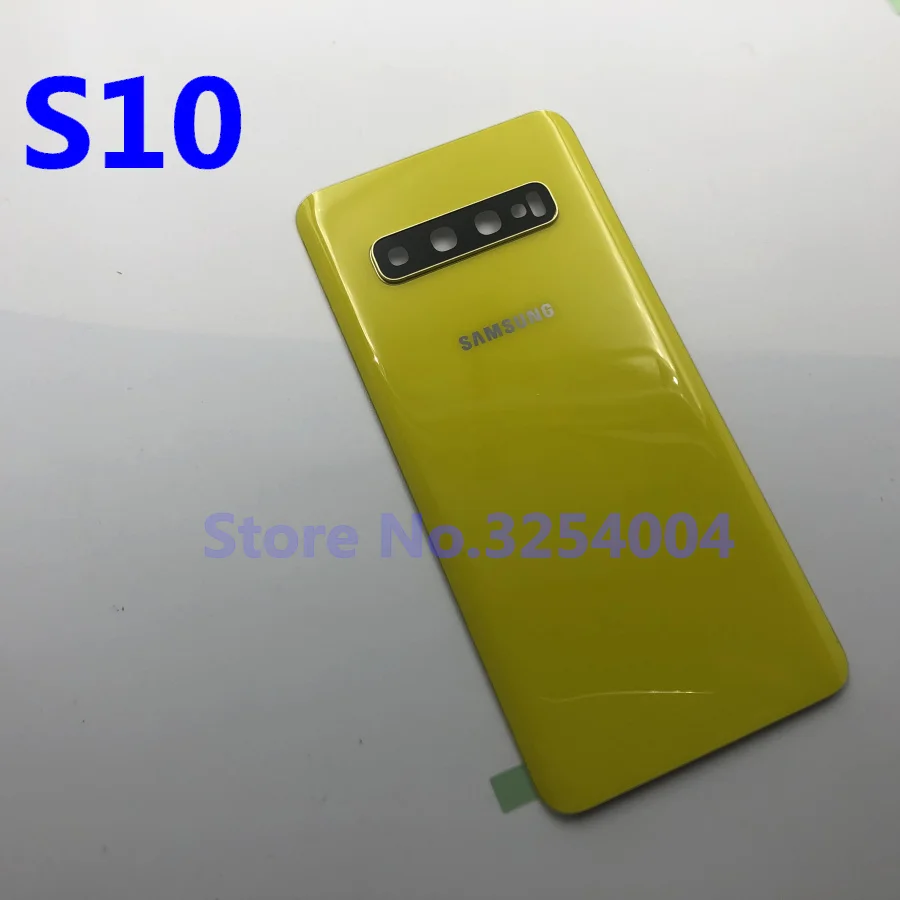 S10 yellow Для samsung Galaxy S10 G973 G973F задняя крышка батарейного отсека задняя стеклянная крышка Корпус чехол Замена батарейного отсека камера стеклянная рамка объектива - Цвет: S10 yellow