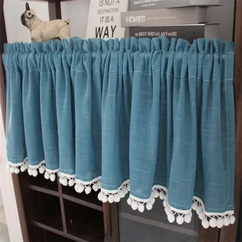 

Thicken Hemp Half Curtain Pastoral Style Decorative Pleated Curtain Dust-Proof Cabinet Door Curtain Small Short Curtain