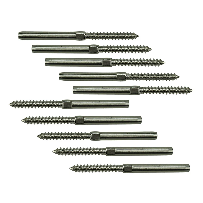 

10 pcs Lag Screw Hand-Crimp Swage Stud for 1/8 inch Cable Railing Stainless Steel 316 Marine Grade