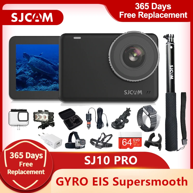 Cámara de Acción SJCAM SJ10 Pro Gyro EIS supersuave 4K 60FPS WiFi control remoto de la batería 1300mAh Ambarella H22 10m cuerpo impermeable SportDV