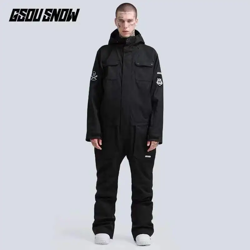 Color 3 GSOU Снежный взрослый цельный лыжный костюм Сноуборд костюм ветрозащитная Водонепроницаемая уличная спортивная одежда женский мужской лыжный костюм дышащий - Цвет: Color 3