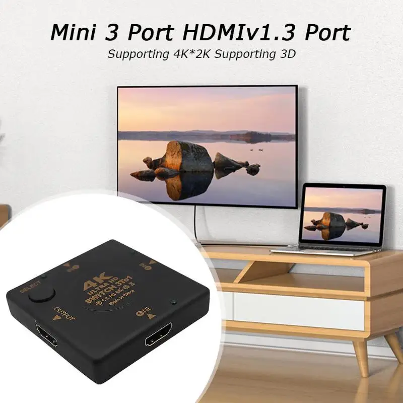 Мини 3 порта 4K x 2K 1080P HDMI видеоразветвитель сплиттер конвертер Поддержка 3D