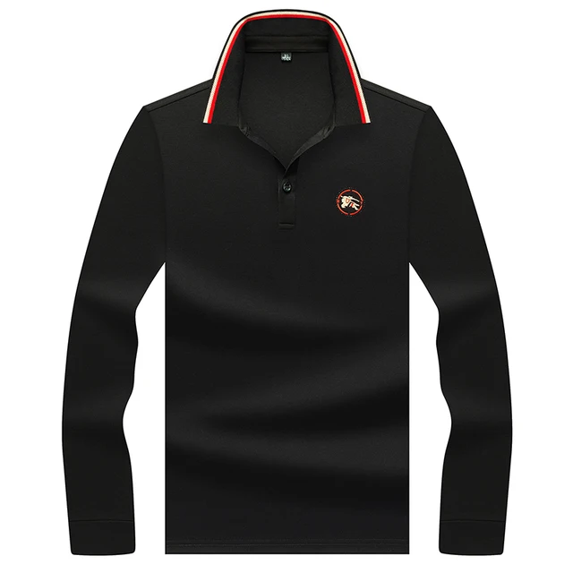 2020  3D embroidery solid color Polo shirt Casual Polos Men's long sleeve polo shirt Collar menPolos 8950