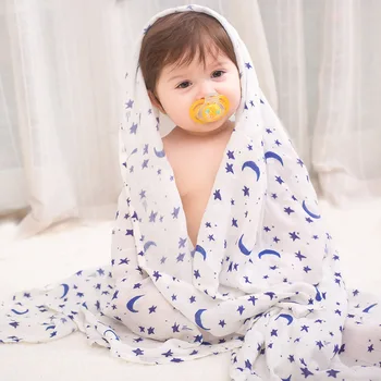 

2019 New Gauze Blanket Baby Bath Towel Bamboo Fiber Baby Swaddling Towel Newborn Cartoon Cover Blanket 120*120cm