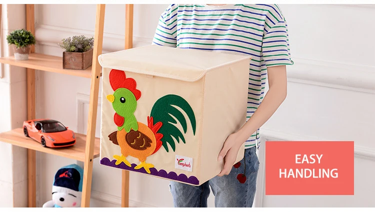 Мультфильм животных вышивка складной ящик для хранения мыть ткань Оксфорд шкаф сумка для хранения детские игрушки