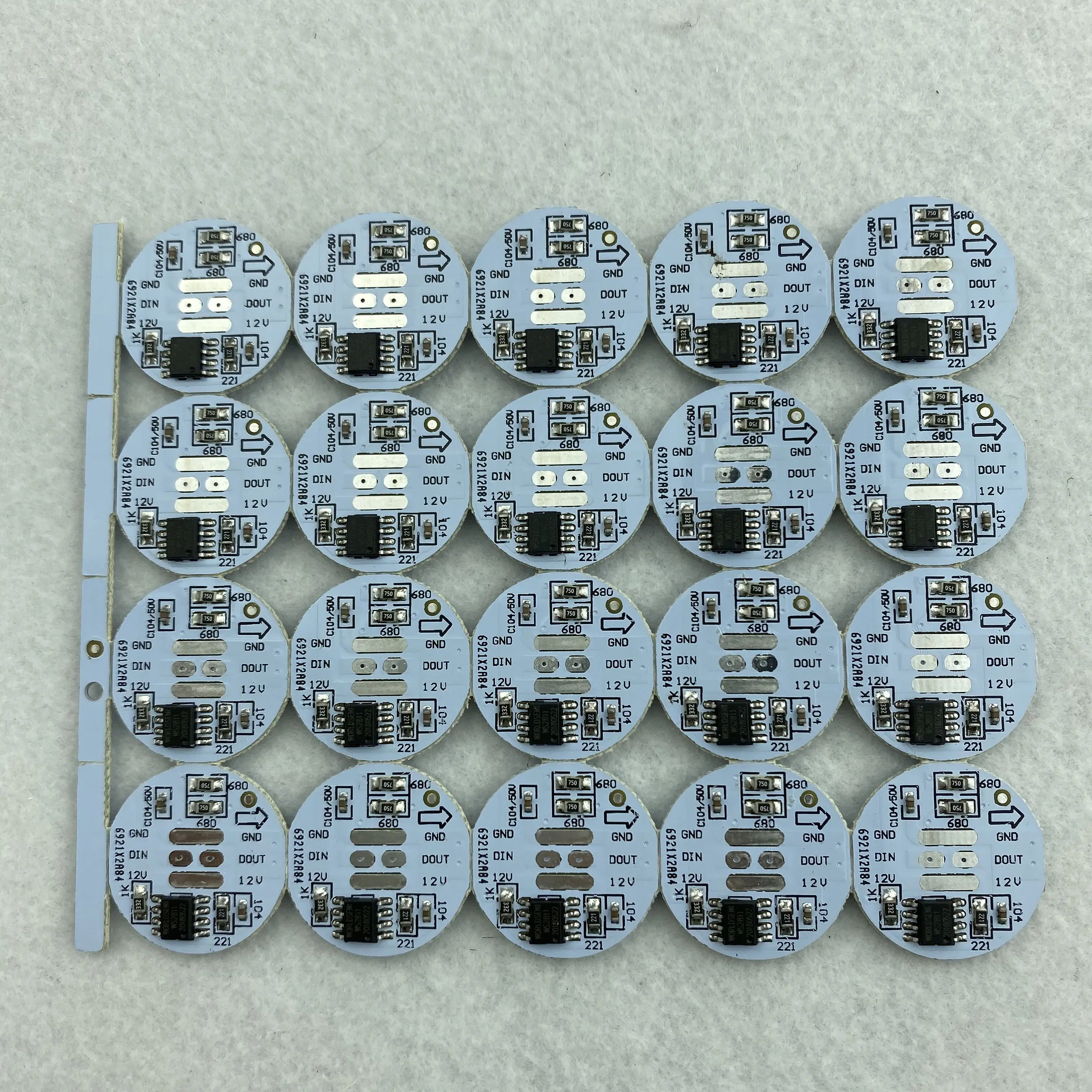 DC12V UCS1903/WS2811 LED pixe PCBA;3pcs 5050 SMD RGB LED,0.72W;22mm diameter