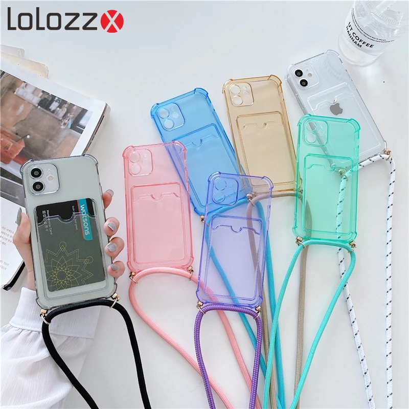 Crossbody Necklace Strap Lanyard Cord Silicone Phone Case For iPhone 14