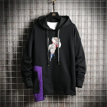 

Japan Style Casual O-Neck 2020 Spring Autumn Print Hoodie Sweatshirt Men'S Thick Fleece Hip Hop High Streetwear Clothes