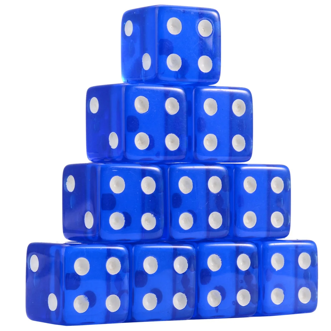 10pcs 16mm 8 Colors Acrylic Transparent Straight Corner Dice Portable Role Playing Game Poker Outdoor Dice Funny Clear Dices