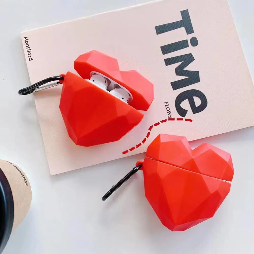 3D Diamond Love Silicone Case for Airpods Pro Cute Bluetooth Earphone Airpod Cover Air Pods 2 with Keychain | Электроника