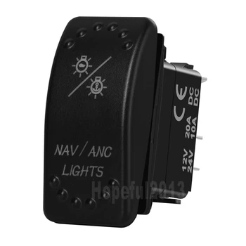 

12V 20A / 24V 10A Dual Red Led 7P On Off On 3 Way Rocker Push Switch Nav/Anc Lights Waterproof Car Boat Truck Circuit Breaker