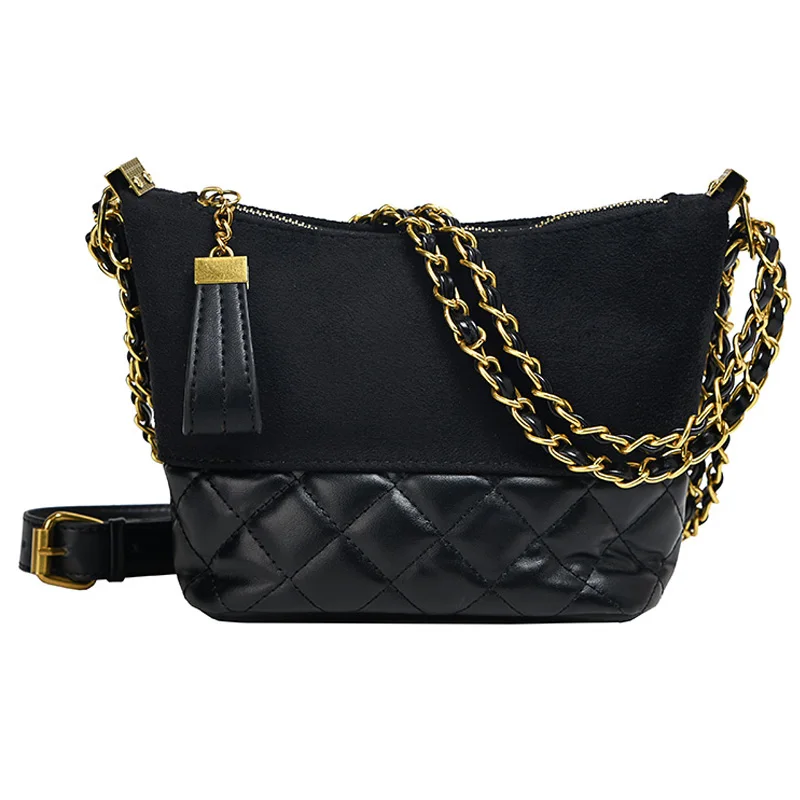 

iVog New Arrival Everyday Ladies Small Shoulder Crossbody Handbag Red Geometric channels Chain Bucket Bags for Women 2019