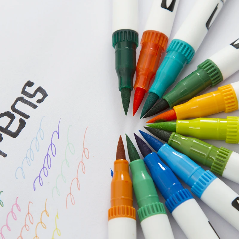 12 цветов двойной кисти маркер для рисования тонкий наконечник и наконечник отлично подходит для Bullet Journal раскраски для взрослых каллиграфия надписи