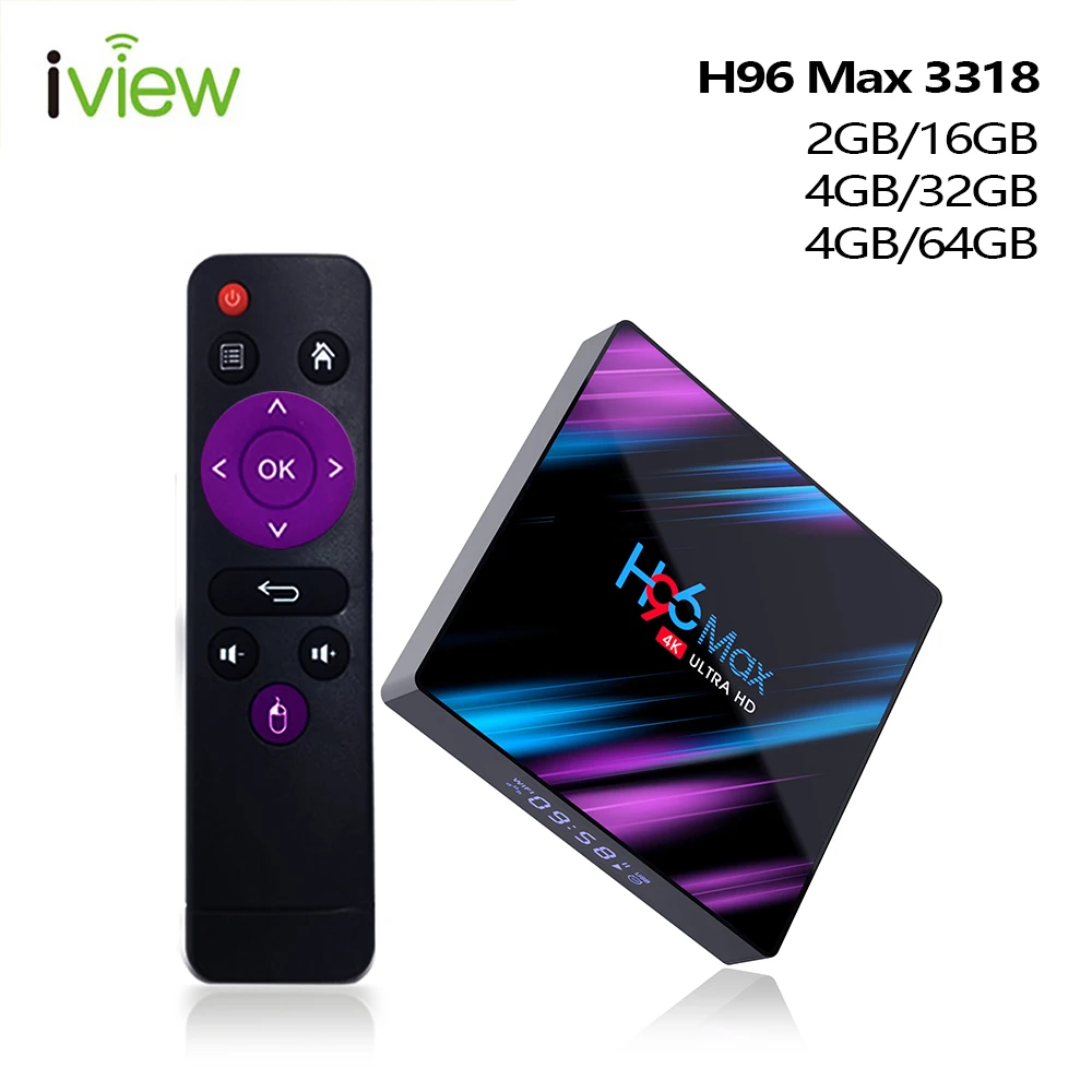 

H96 MAX 3318 Android TV Box Penta-core Mali-450 RK3318 Quad-Cor support 4K Built-in 2.4G/5G WiFi Android 9.0 smart tv boxes