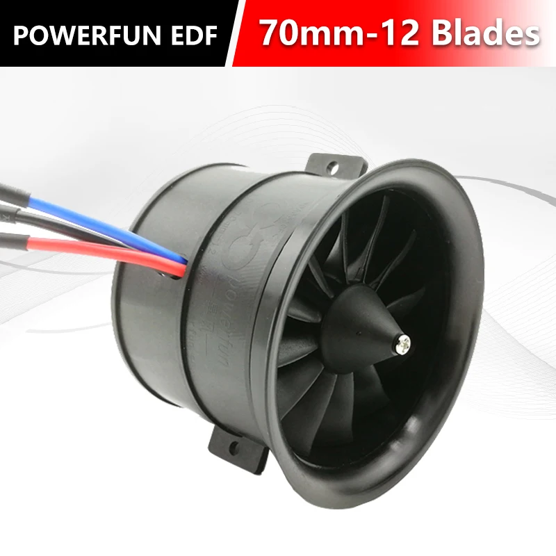 Powerfun EDF 70mm 11 Blades Ducted Fan with RC Brushless Motor 3300KV Balance Tested for EDF 4S RC Jet Airplane 