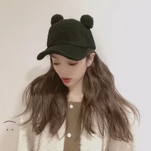 Женская шапка овечьи шерстяные шапки бейсболки женские осенние и зимние корейские одноцветные кепки ins tide студенческие милые дикие теплые шапки