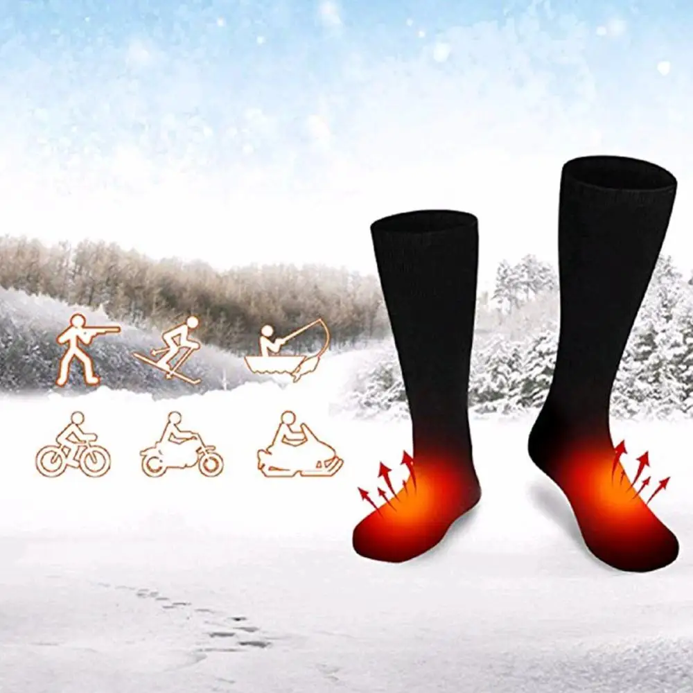 2019 Heated Socks Men Rechargeable Battery Winter Electric Heating Socks Double Layer Warm Sock 3V Thermal Cotton Warming Socks
