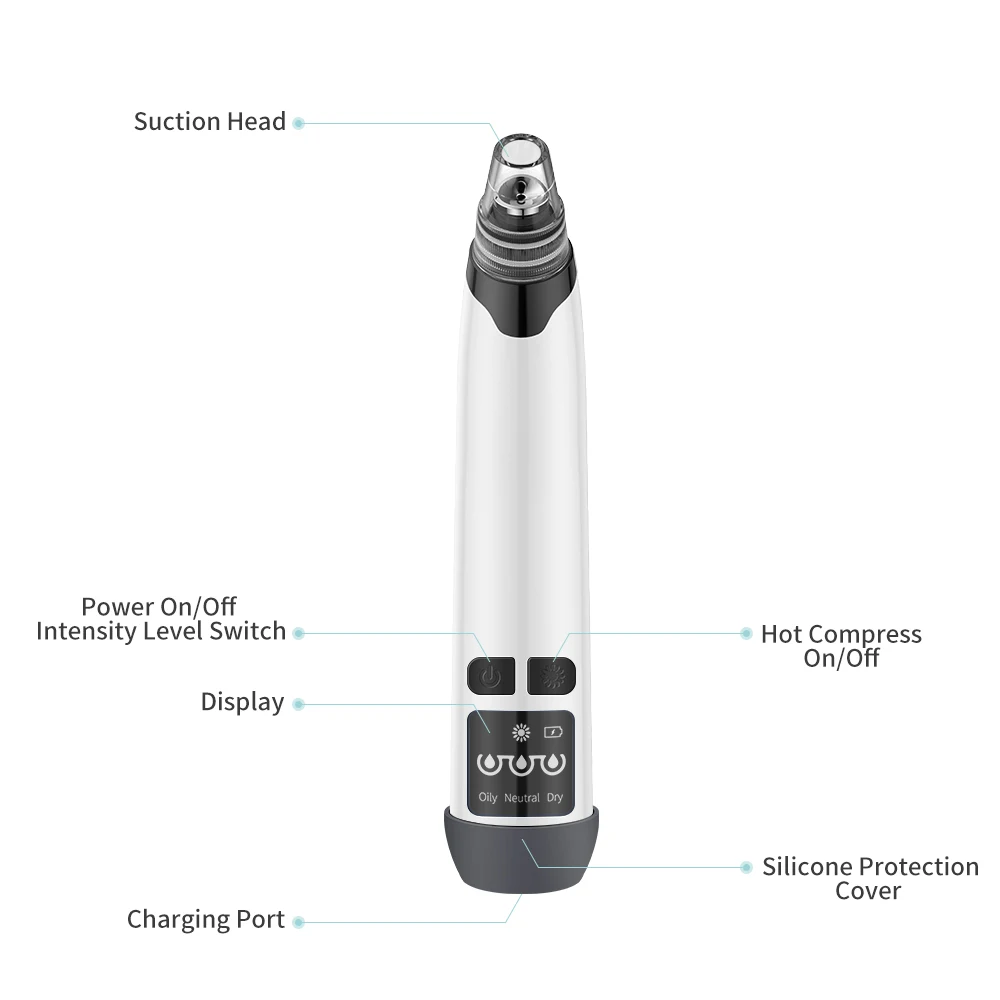 Hot Compress Blackhead Remover Vacuum Suction Acne Pore Cleaner Electric Nose Face Deep Cleansing Skin Care Device Birthday Gift 3