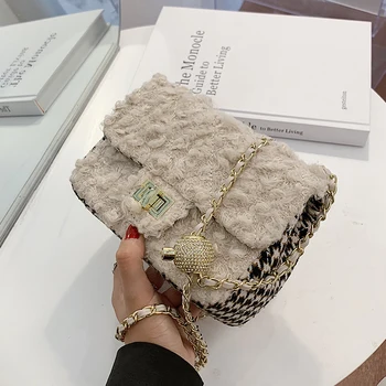 

Elegant Female Flap bag 2020 Winter New High-quality Soft Plush Women's Designer Handbag Travel Shoulder Messenger Bag